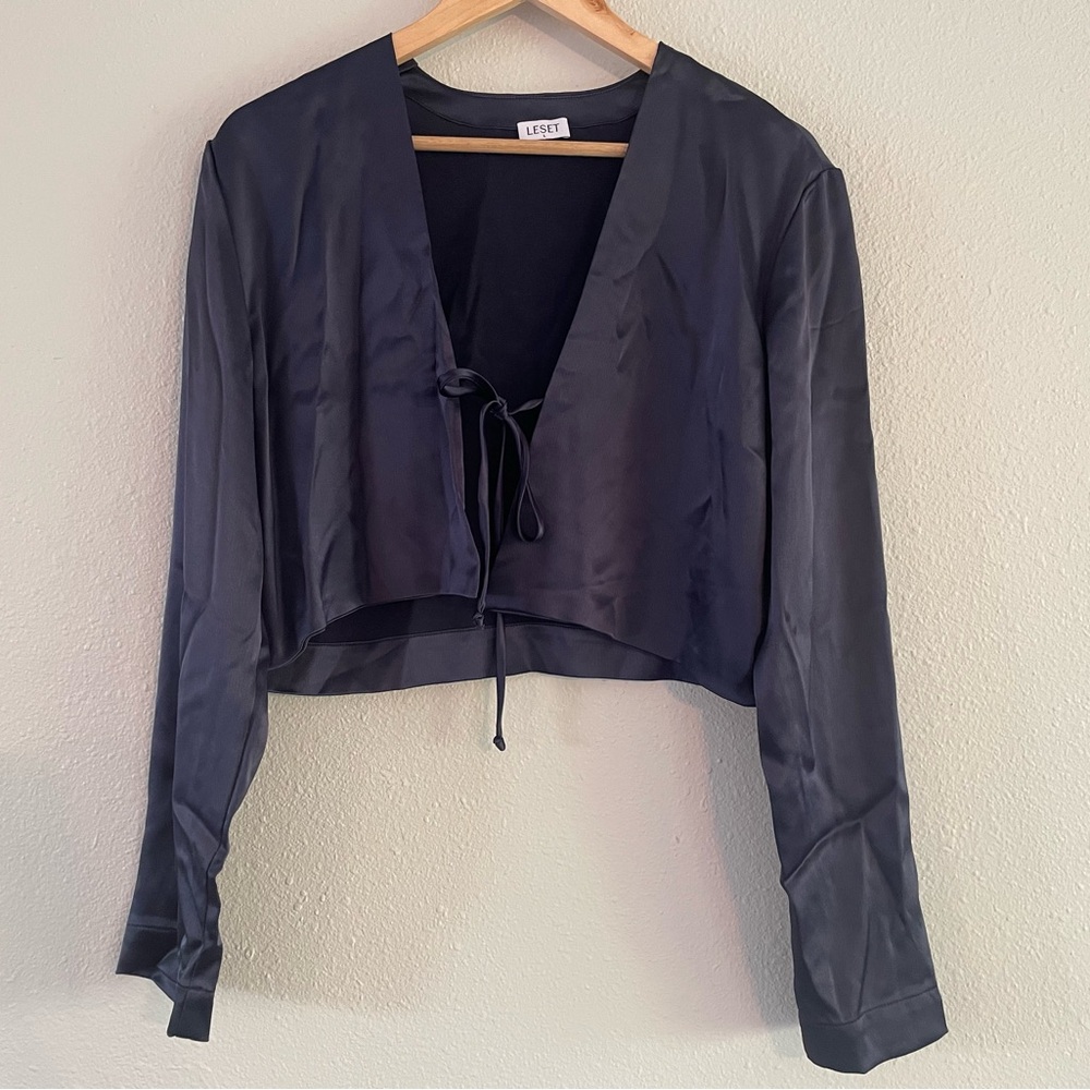 Navy Satin Top